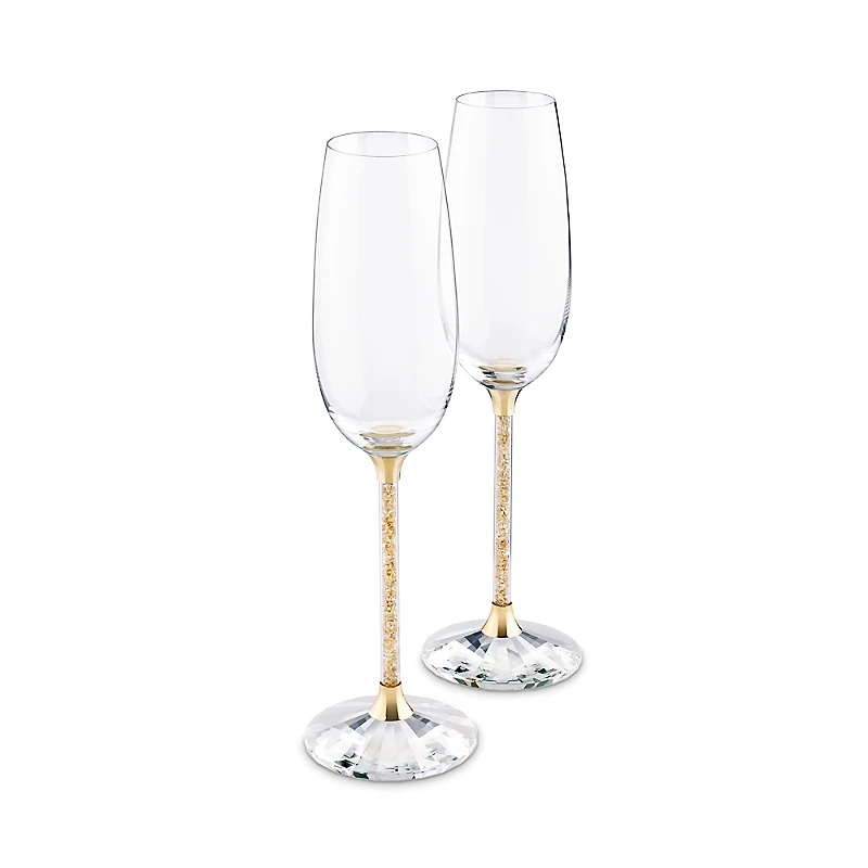 Swarovski Crystalline Toasting Flutes, Gold Tone, Set of 2