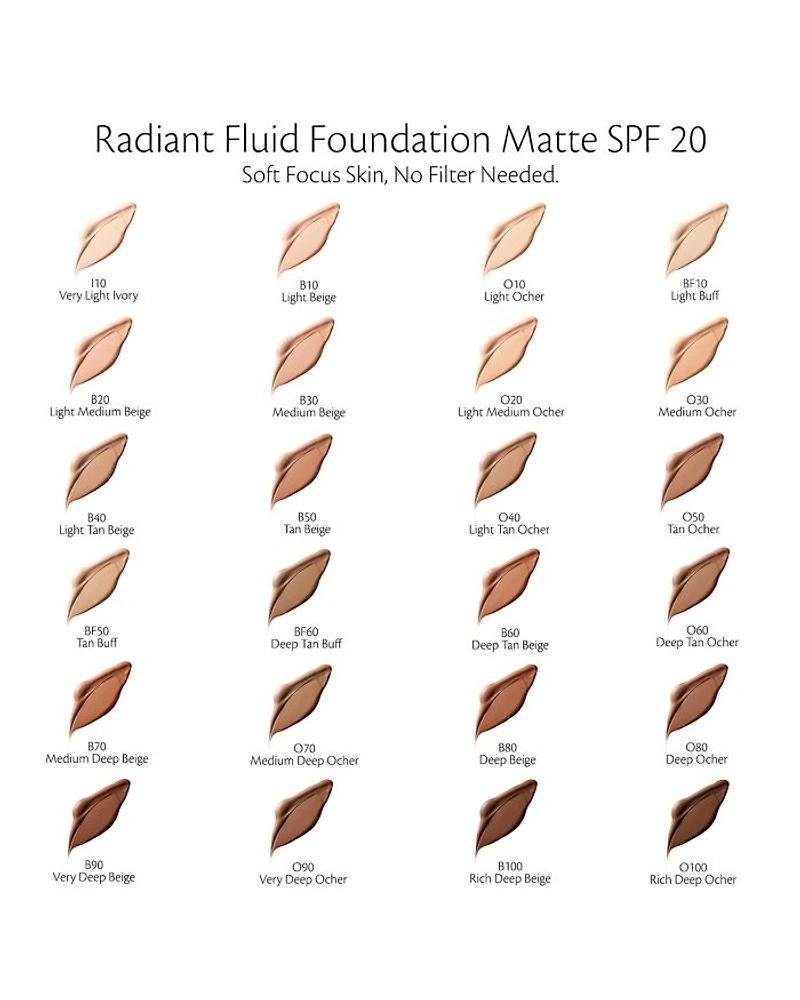 Radiant Fluid Foundation Matte Broad Spectrum SPF 20 Sunscreen 1.1 oz.