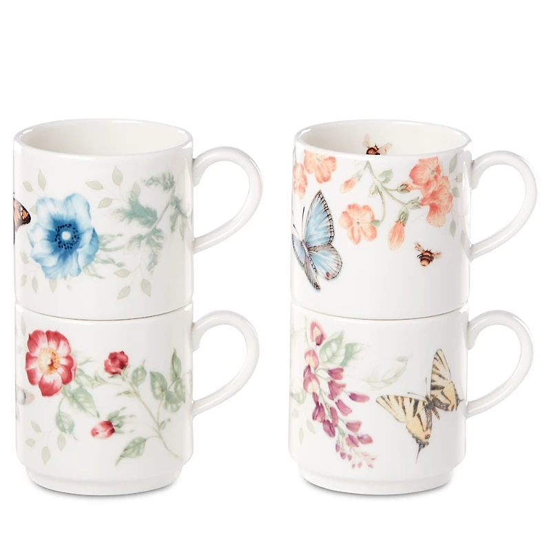 Lenox Butterfly Meadow Stacking Mugs, Set of 4