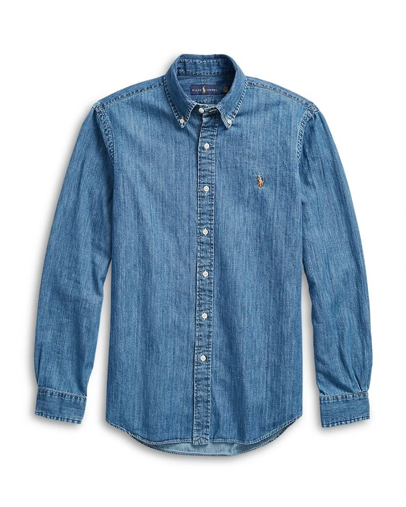 Classic Fit Long Sleeve Denim Cotton Button Down Shirt