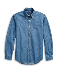 Classic Fit Long Sleeve Denim Cotton Button Down Shirt