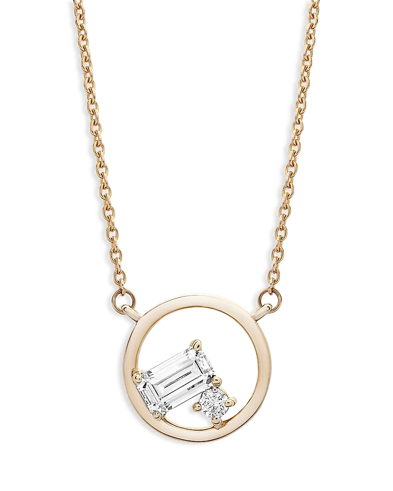 Bloomingdale's Fine Collection Emerald Cut and Round Diamond Necklace