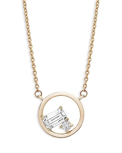 Bloomingdale's Fine Collection Emerald Cut and Round Diamond Necklace