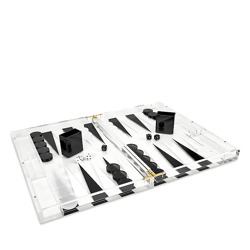Tizo Designs Lucite B & W Backgammon Set