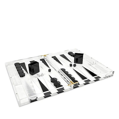 Tizo Designs Lucite B & W Backgammon Set