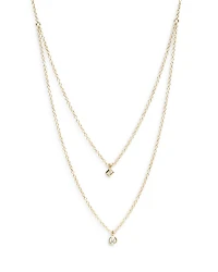14K Yellow Gold Diamond Princess & Round Layered Pendant Necklace, 16-18"