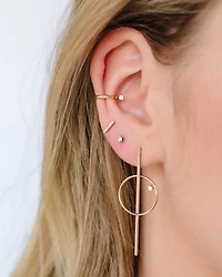 14k Yellow Gold Diamond Pave Bar Stud Earrings