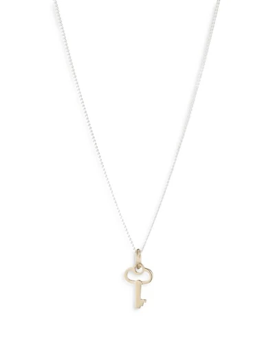 Two Tone Key Pendant Necklace, 14"