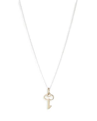 Two Tone Key Pendant Necklace, 14"