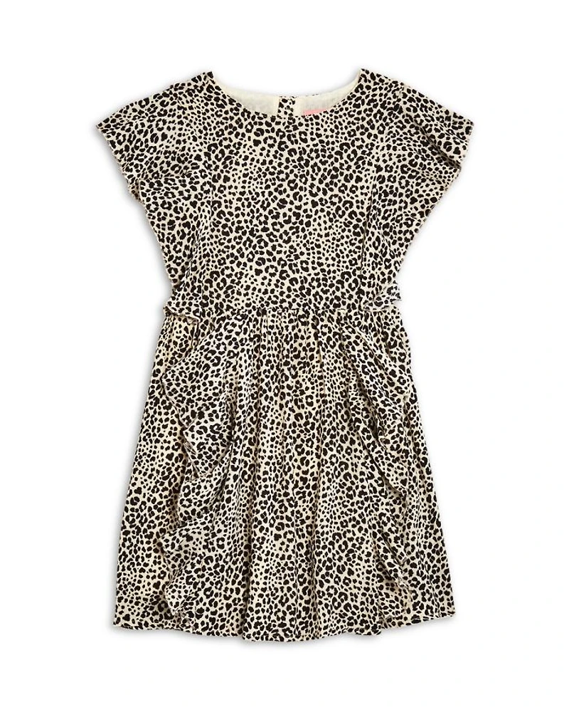 Girls' Leopard Print Ruffled Crepe Dress - Little Kid, Big Kid