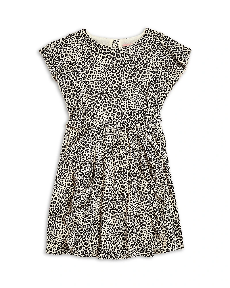 Bcbg Girls' Leopard Print Ruffled Crepe Dress - Little Kid