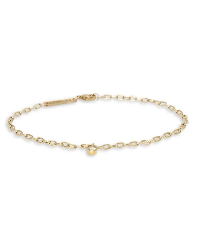 14K Yellow Gold Diamond Dangle Oval Link Bracelet