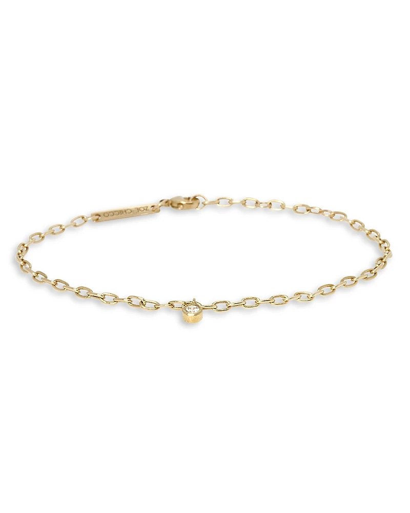 Zoe Chicco 14K Yellow Gold Diamond Dangle Oval Link Bracelet