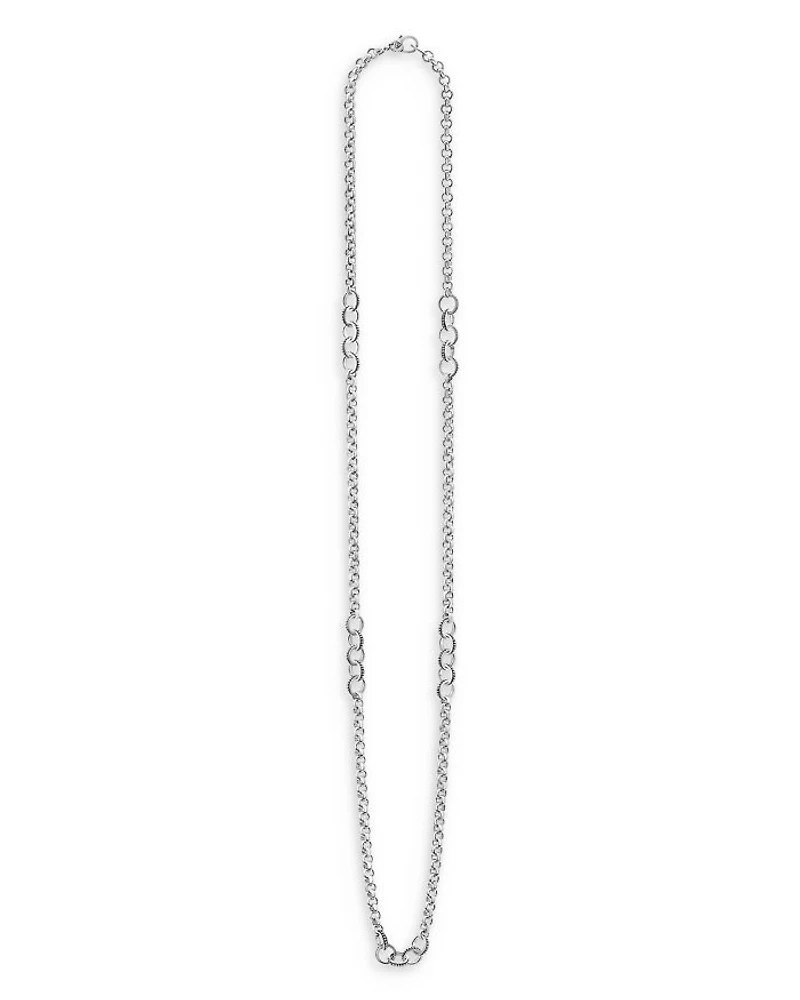 Sterling Silver Signature Caviar Station Necklace, 34"