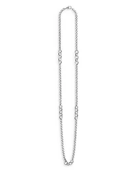 Sterling Silver Signature Caviar Station Necklace, 34"