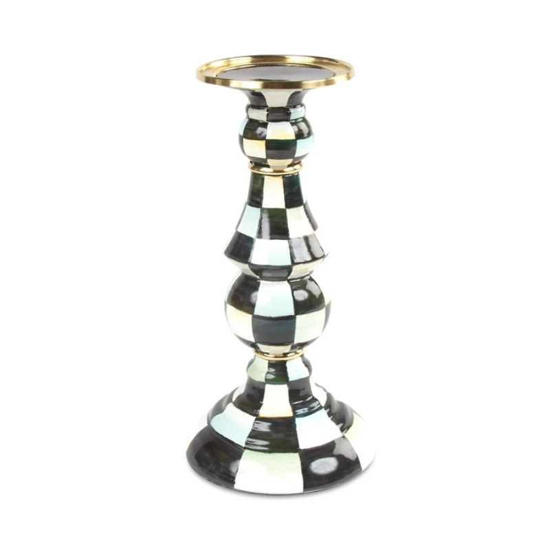 Courtly Check® Enamel Pillar Candlestick, Medium