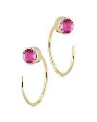 Bloomingdale's Fine Collection Pink Tourmaline Stud and Front Back Hoop Earrings