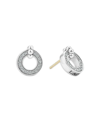 Lagos Sterling Silver Caviar Spark Diamond Circle Stud Earrings