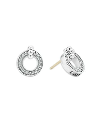 Lagos Sterling Silver Caviar Spark Diamond Circle Stud Earrings