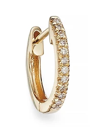 14K Yellow Gold Diamond Small Huggie Hoop Earrings - Exclusive