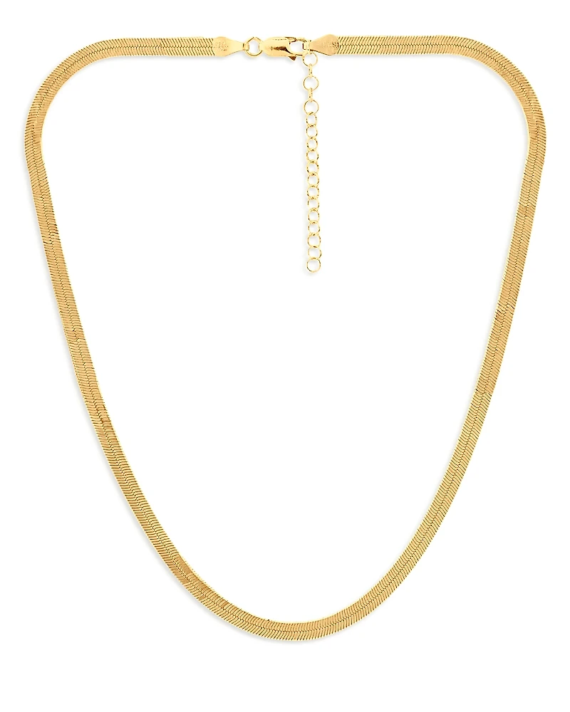 Aqua Herringbone Chain Necklace, 16