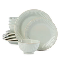 French Perle Groove 12 Piece Dinnerware Set