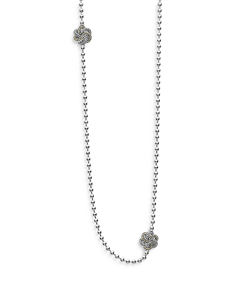 Lagos Sterling Silver & 18K Yellow Gold Love Knot Station Necklace, 34