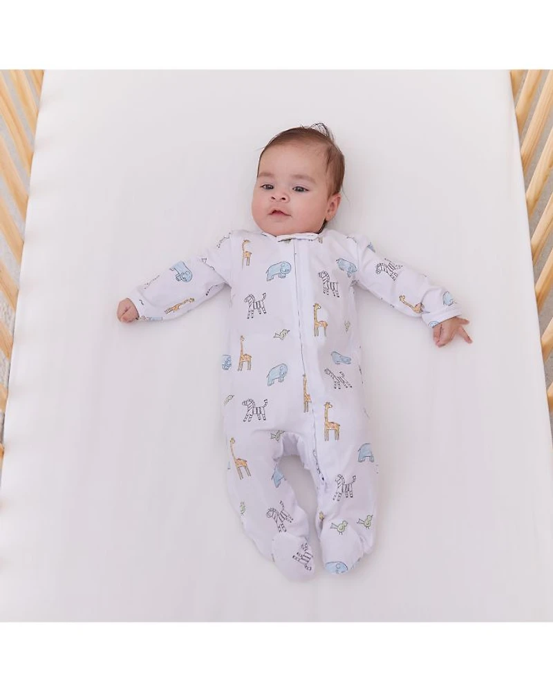 Unisex Animals Print Comfort Zip Front Footie - Baby