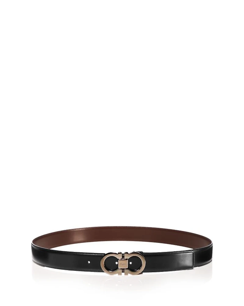 Men's Double Gancini Buckle Reversible Leather Belt