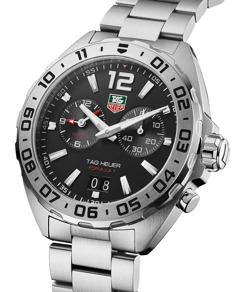 Formula 1 Quartz Men's Black Steel Alarm Watch, 41mm