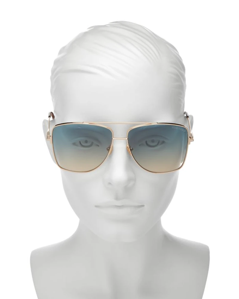 Reggie Brow Bar Aviator Sunglasses, 61mm