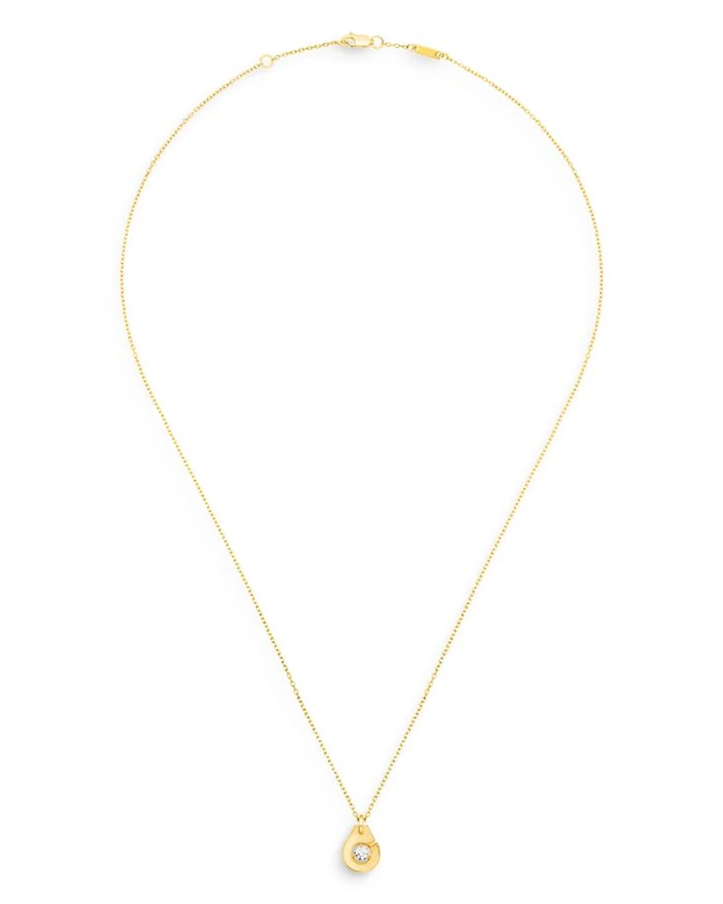 18K Yellow Gold Menottes Pendant Necklace with Diamonds, 16.5"