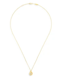 18K Yellow Gold Menottes Pendant Necklace with Diamonds, 16.5"