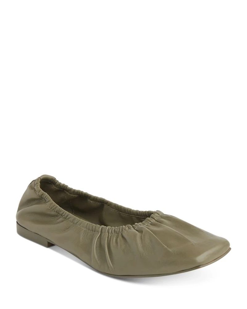 Ione Soft Ruched Square Toe Flats