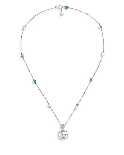 Sterling Silver Marmont Multi-Stone Double G Pendant Necklace, 15.5-16.6"
