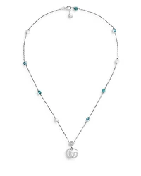 Sterling Silver Marmont Multi-Stone Double G Pendant Necklace, 15.5-16.6"