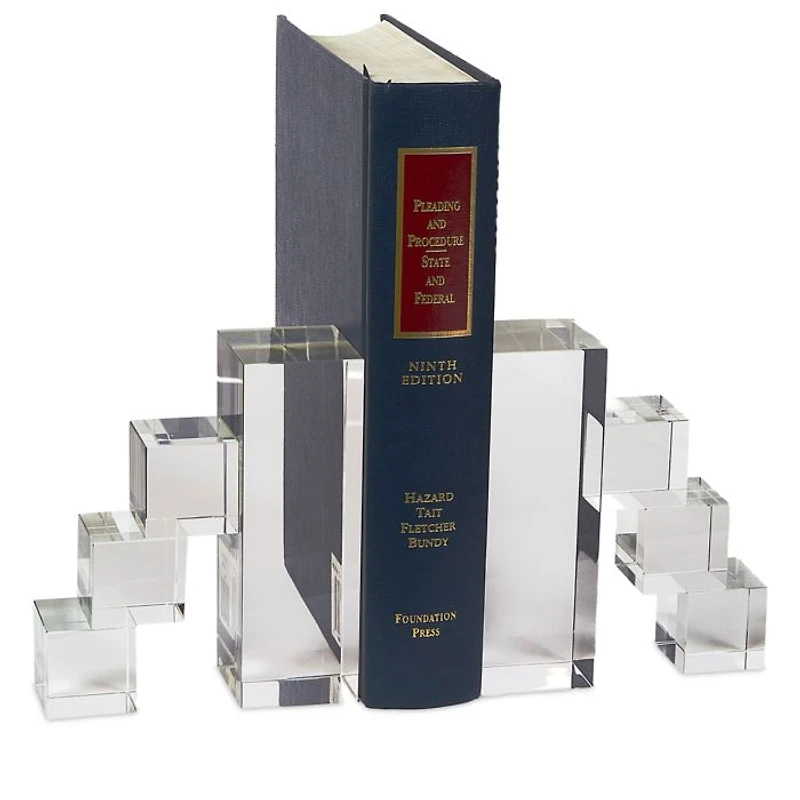 Steps Crystal Glass Bookend, Set of 2