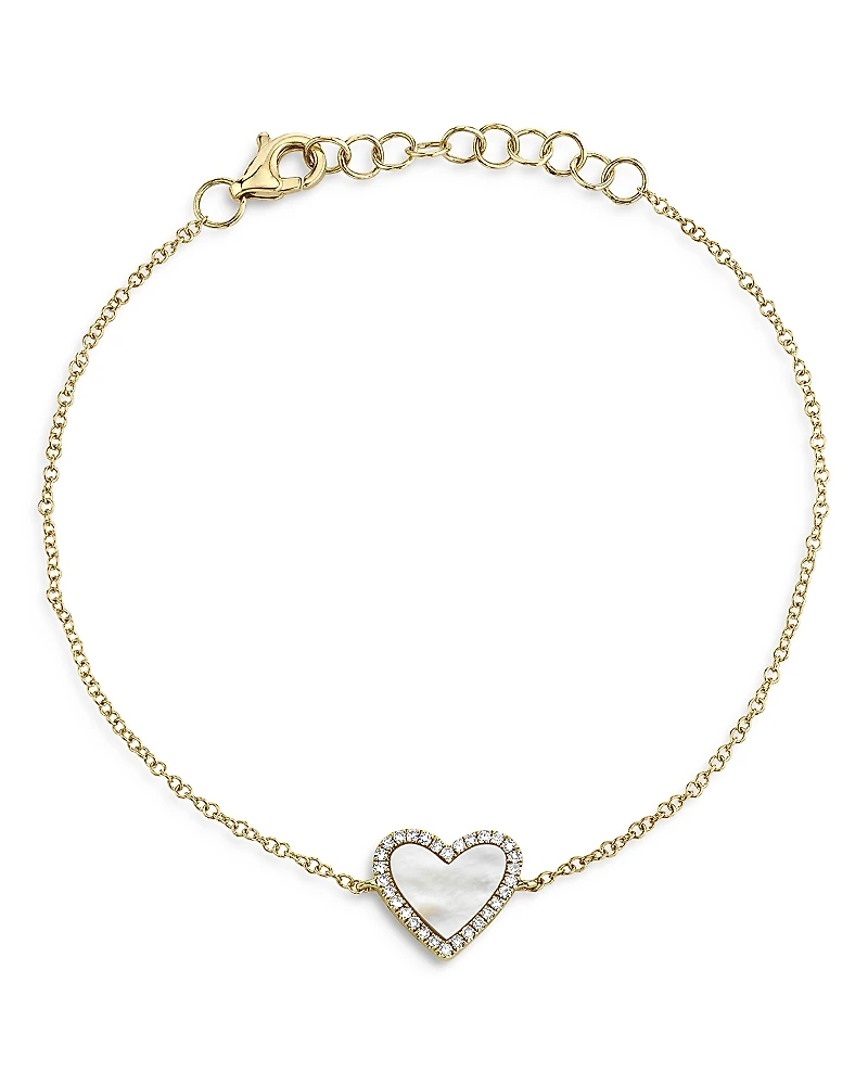 Moon & Meadow Diamond & Mother-of-Pearl Heart Chain Bracelet
