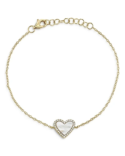 Moon & Meadow Diamond & Mother-of-Pearl Heart Chain Bracelet