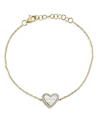 Moon & Meadow Diamond & Mother-of-Pearl Heart Chain Bracelet