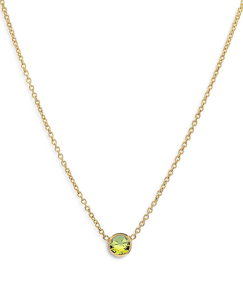 Zoe Lev 14K Yellow Gold Peridot Birthstone Solitaire Pendant Necklace, 16-18