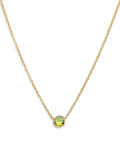 Zoe Lev 14K Yellow Gold Peridot Birthstone Solitaire Pendant Necklace, 16-18