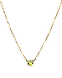 Zoe Lev 14K Yellow Gold Peridot Birthstone Solitaire Pendant Necklace, 16-18