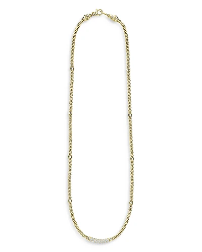 Lagos 18K Yellow Gold Caviar Beaded Necklace with Diamonds, 16