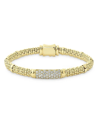 Lagos 18K Yellow Gold Caviar Bracelet with Diamonds - Exclusive