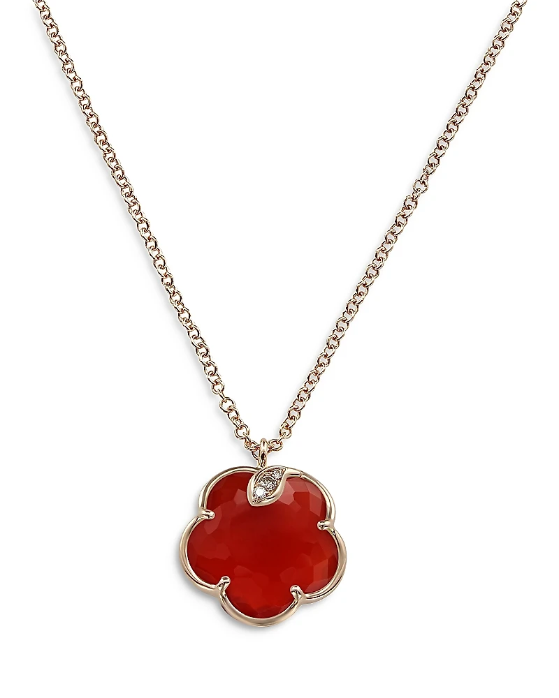 Pasquale Bruni 18K Rose Gold Petit Joli Necklace with Carnelian & Diamonds, 16.7
