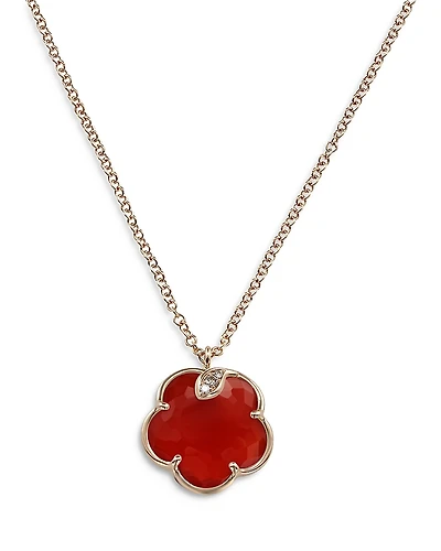 Pasquale Bruni 18K Rose Gold Petit Joli Necklace with Carnelian & Diamonds, 16.7