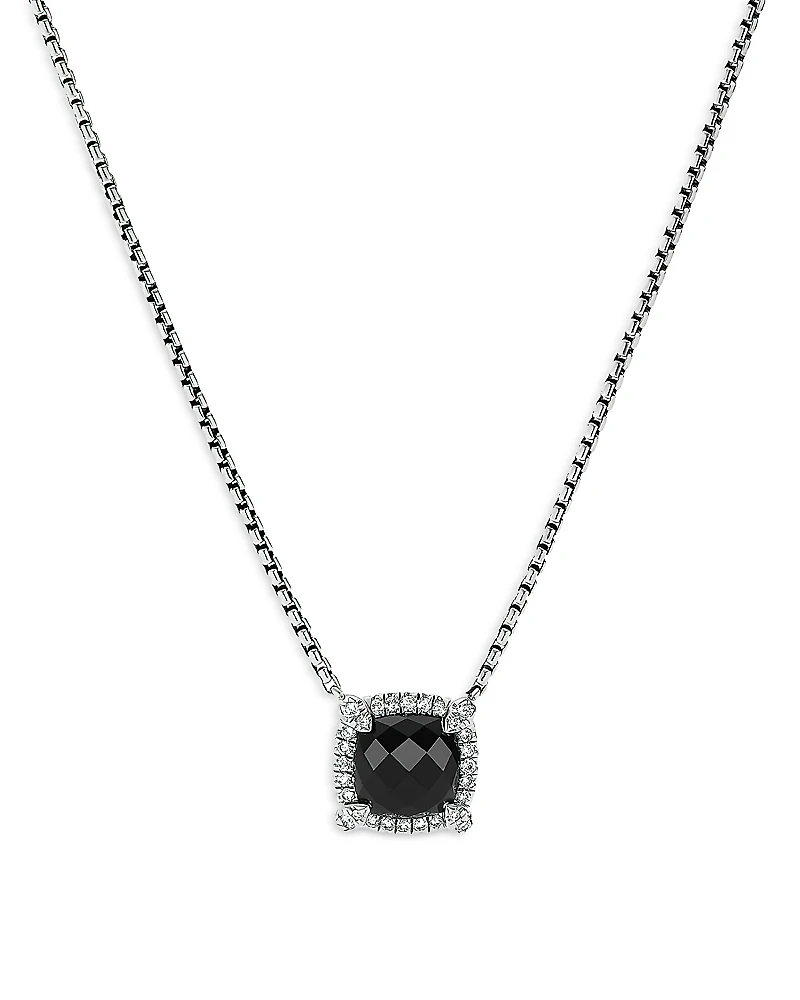 David Yurman Sterling Silver Chatelaine Pendant Necklace with Black Onyx & Diamonds, 18 - Exclusive