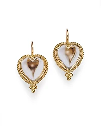 18K Yellow Gold Rock Crystal Heart Earrings