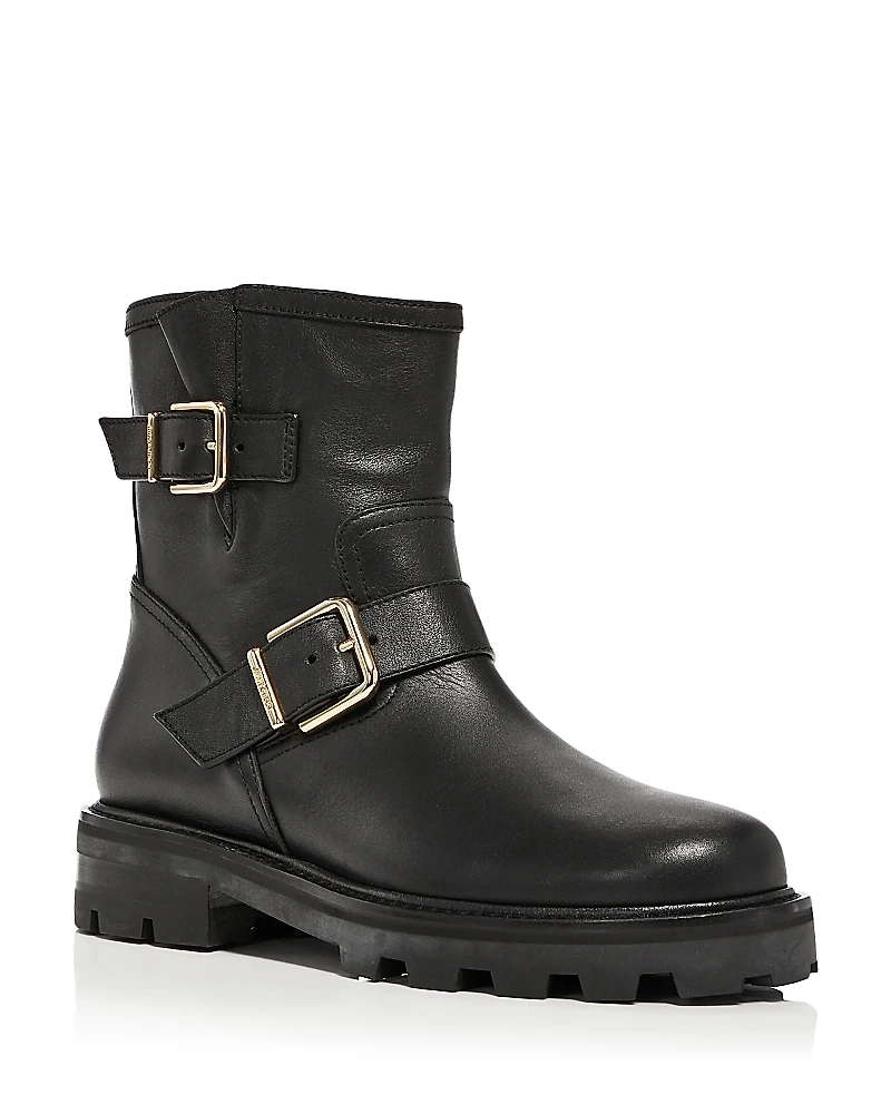 Jimmy Choo Women's Youth Ii Double Buckle Moto Boots